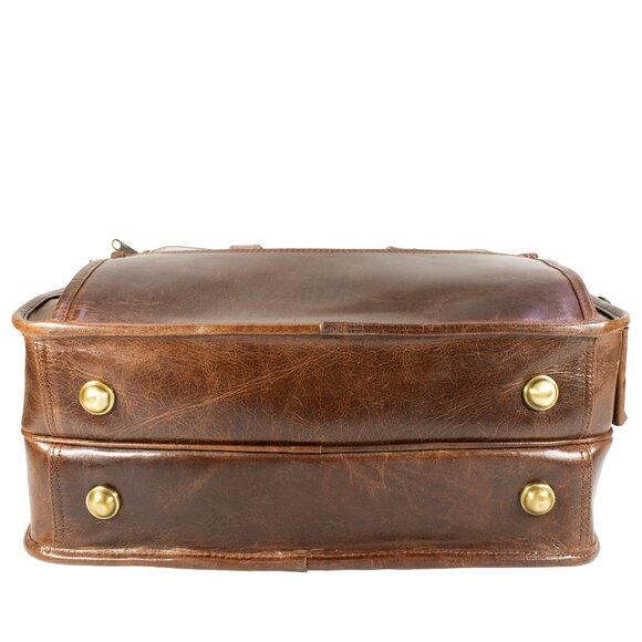 Genuine Leather Laptop Bag, Satchel Bag, Brown - Picture 13 of 16